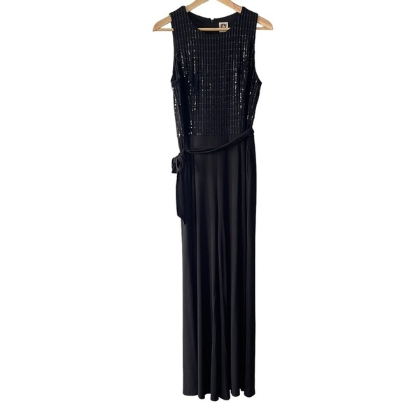 Anne Klein Pants - ❌SOLD ❌Anne Klein High Waist Wide Leg Black Sequins Jumpsuit with tie Waist size